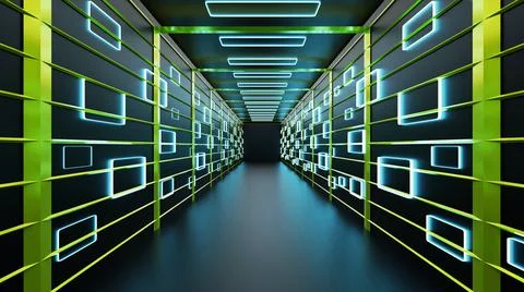 3d rendering abstract space sci-fi future corridor hallway Stock Illustration