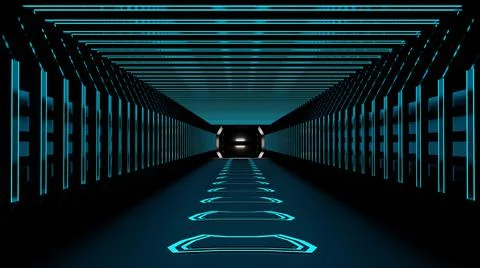 3d rendering abstract space sci-fi future corridor hallway Stock Illustration