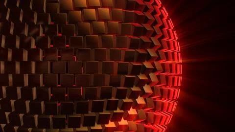 3D rendering of an abstract sphere from volumetric cubic blocks Stock Illustration