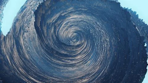 A 3D rendering of abstract swirl patterns with the effect of displacement and 스톡 일러스트