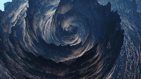 A 3D rendering of abstract swirl patterns with the effect of displacement and Illustrazione stock