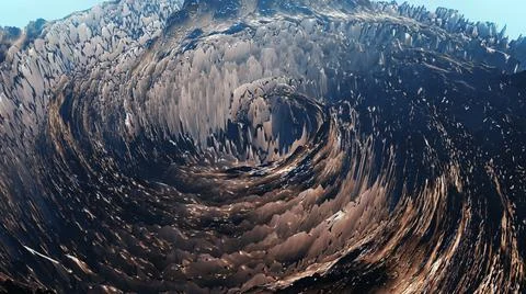 A 3D rendering of abstract swirl patterns with the effect of displacement and 스톡 일러스트