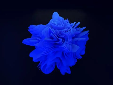 3D Rendering of abstract swirl wavy blue shape object for background or wallp Stock Illustration