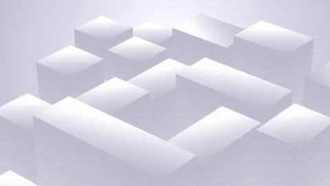 3D Rendering Abstract Tech Geometric White 3D Motion Background With Rectangle Stock Illustration