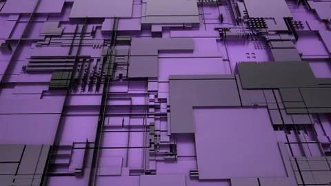 3d rendering of abstract technology background purple Stock Illustration