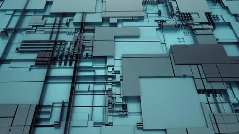 3d rendering of abstract technology background light-blue Stock Illustration