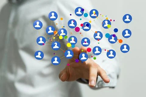 3D rendering of an Abstract technology group and social network connection on a Stock Illustration