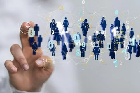 3D rendering of an Abstract technology group and social network connection on a 스톡 일러스트