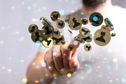 3D rendering of an Abstract technology group and social network connection on a 스톡 일러스트
