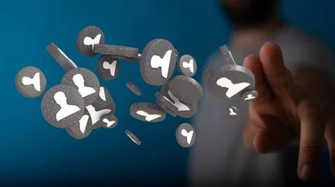 3D rendering of an Abstract technology group and social network connection on a 스톡 일러스트