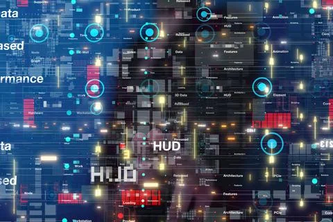 3D rendering of an Abstract technology group and social network connection on a 写真素材