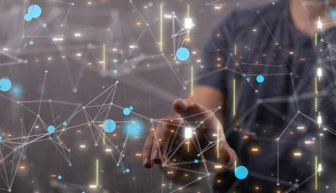 3D rendering of an Abstract technology group and social network connection on a Stock Photos