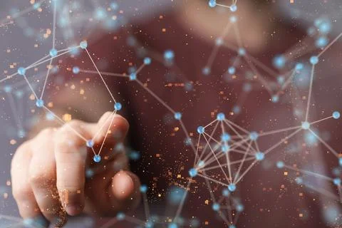 3D rendering of an Abstract technology group and social network connection on a Stockfoto's