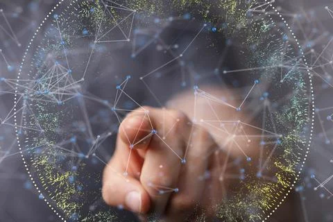 3D rendering of an Abstract technology group and social network connection on a 写真素材