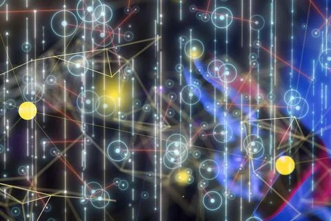 3D rendering of an Abstract technology group and social network connection on a Foto stock