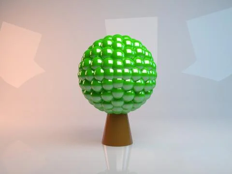 3d rendering of an abstract tree reflecive on white background Stock Illustration