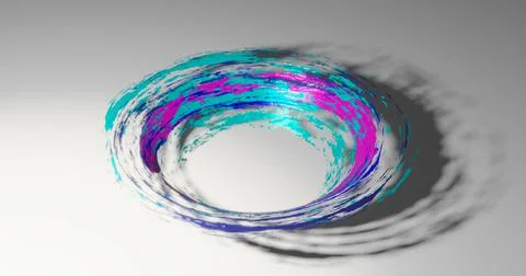 3d rendering, abstract twisted brush stroke, paint splash, splatter, colorful Stock Illustration