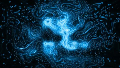 3D rendering of abstract twists and prominences from bright particles. Patter 스톡 일러스트