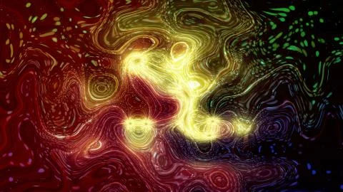 3D rendering of abstract twists and prominences from bright particles. Patter Stock Illustration