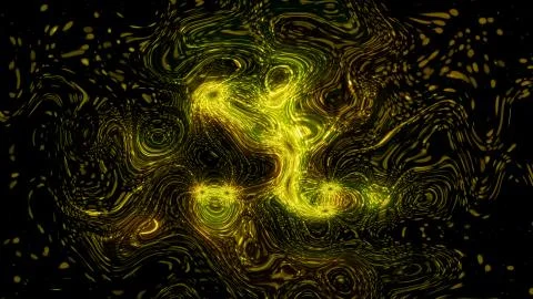 3D rendering of abstract twists and prominences from bright particles. Patter Stock Illustration