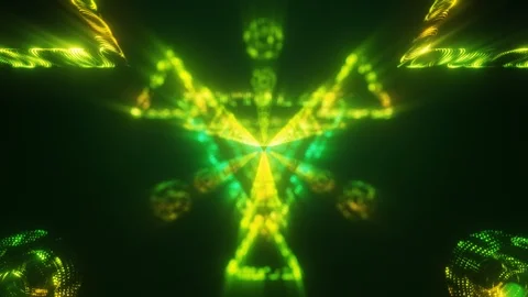 3d rendering of the abstract vj particles triangles green Stock-Footage 123437770