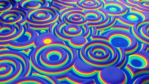 3d rendering. Abstract wavy pattern on bright glossy surface, liquid gradient Stock Illustration