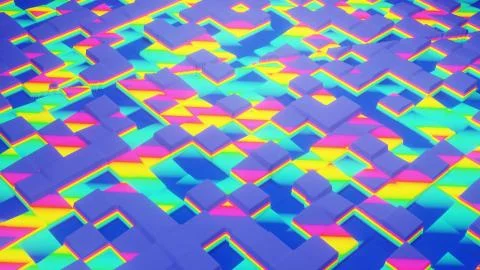 3d rendering. Abstract wavy pattern on bright glossy surface, liquid gradient Stock Illustration