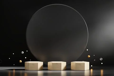 3D rendering abstract wooden platform podium product presentation backdrop Stock Illustration
