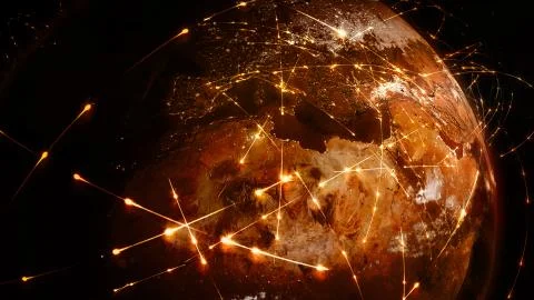 3D rendering abstract of world network, internet and global connection concept	 Stock Illustration