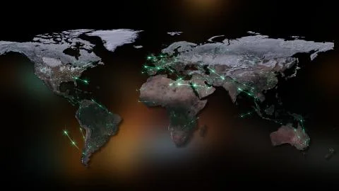 3D rendering abstract of world network, internet and global connection concept.  Stock Illustration
