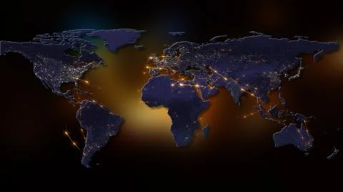 3D rendering abstract of world network, internet and global connection concept.  Illustrazione stock