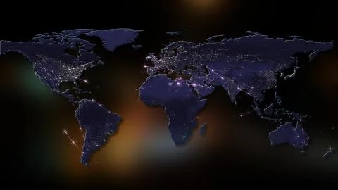 3D rendering abstract of world network, internet and global connection concept.  Stock-Illustration