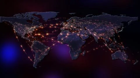 3D rendering abstract of world network, internet and global connection concept.  Stock Illustration