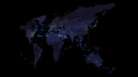 3D rendering abstract of world network, internet and global connection concept.  Stock Illustration