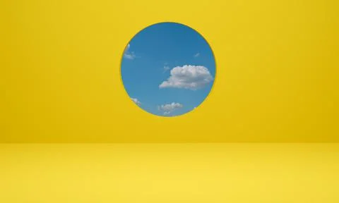 3d rendering. Abstract yellow background scene minimal geometric with cloud Illustrazione stock
