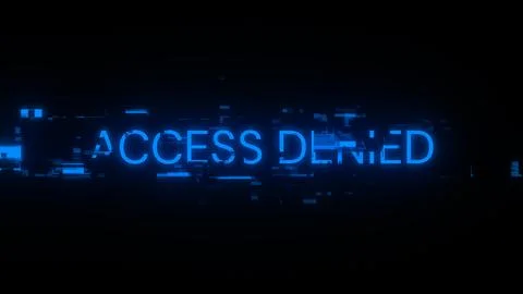 3D rendering access denied text with screen effects of technological glitches Fotos de archivo