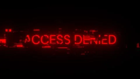 3D rendering access denied text with screen effects of technological glitches Fotos de archivo