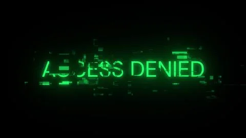 3D rendering access denied text with screen effects of technological glitches Fotos de archivo