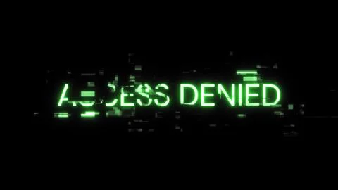 3D rendering access denied text with screen effects of technological glitches Fotos de archivo