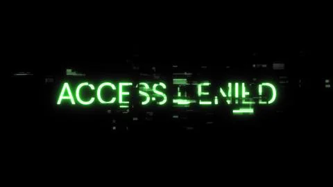 3D rendering access denied text with screen effects of technological glitches Fotos de archivo