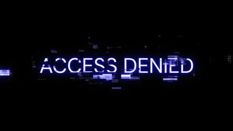 3D rendering access denied text with screen effects of technological glitches Fotos de archivo