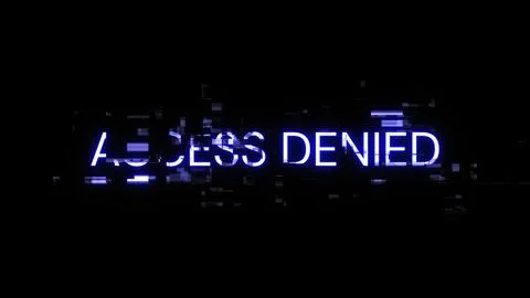3D rendering access denied text with screen effects of technological glitches Fotos de archivo