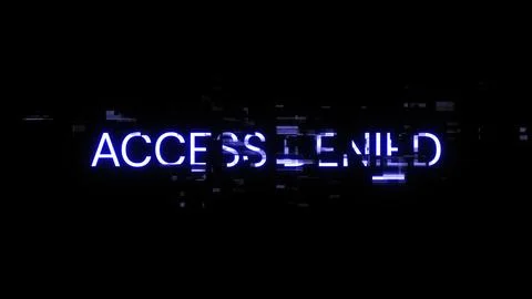 3D rendering access denied text with screen effects of technological glitches Fotos de archivo