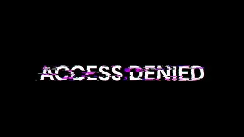 3D rendering access denied text with screen effects of technological glitches Fotos de archivo