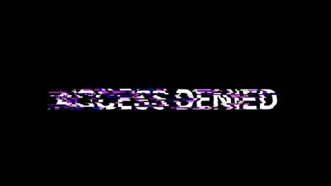 3D rendering access denied text with screen effects of technological glitches Fotos de archivo