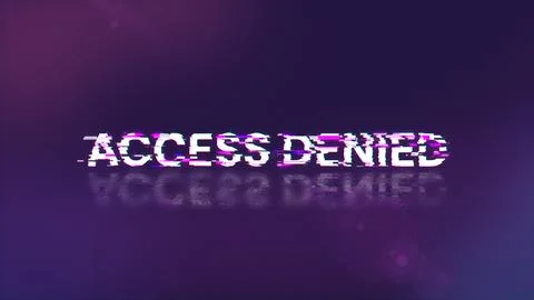 3D rendering access denied text with screen effects of technological glitches Fotos de archivo