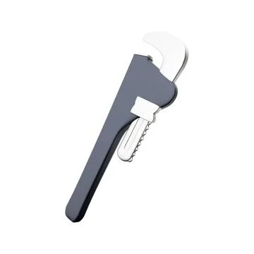3D rendering Adjustable pipe wrench, wrench for plumbing tool. 3D rendering and Stock Illustration