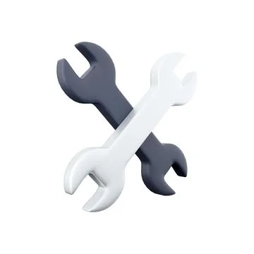 3D rendering Adjustable wrench on white background. 3D render adjustable key Stock Illustration