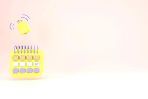 3D Rendering of Agenda element icons calendar and notification icon with copy イラスト素材