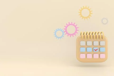 3D Rendering of Agenda element icons calendar and with copy space. 3D render  Stock Illustration